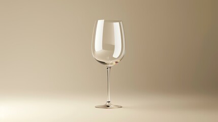 Elegant wine glass on beige background. 3d rendering.