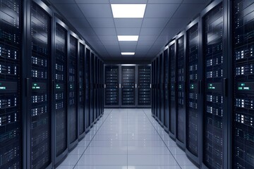 StockPhoto Server room data center, technology concept, 3D rendering