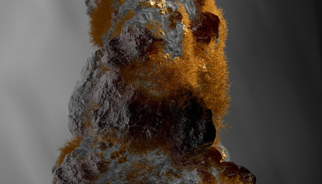 Colorful yellow minerals photographed in studio.