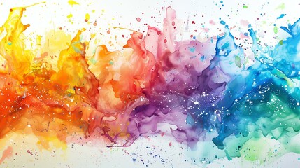 Abstract watercolor painting. Colorful vibrant waves. Bright rainbow colors. Fluid art.