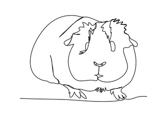 Guinea pig. One line drawing vector illustration.