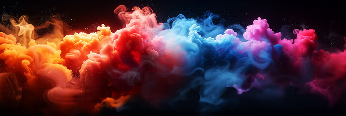 Obraz na płótnie Canvas abstract smoke and colorful powder explosion, Wall Art Design for Home Decor, 4K Wallpaper and Background for Mobile Cell Phone, Smartphone, Cellphone, desktop, laptop, Computer, Tablet