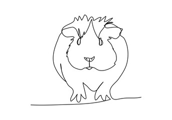 Guinea pig. One line drawing vector illustration.