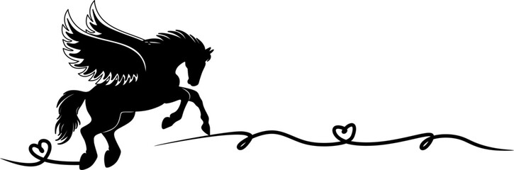 line art horse with wings