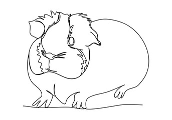 Guinea pig. One line drawing vector illustration.