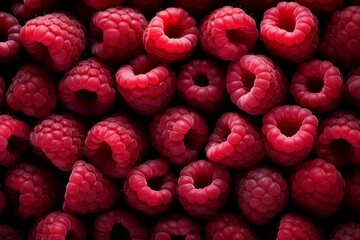 Fresh sweet red raspberries top view for healthy eating and cooking, organic fruits