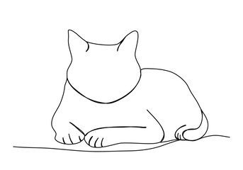 Cat. One line drawing vector illustration.