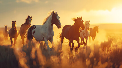 Dynamic American Paint Horse Herd: A Stunning 8K Landscape Photography Captured by Generative AI