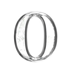 Ice 3d symbol in a silver frame. letter o