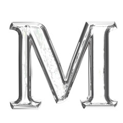 Ice 3d symbol in a silver frame. letter m