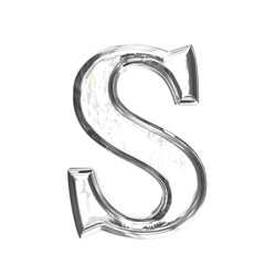 Ice 3d symbol in a silver frame. letter s