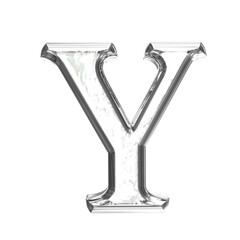 Ice 3d symbol in a silver frame. letter y