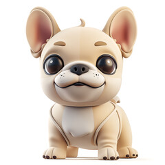 Obraz na płótnie Canvas French Bulldog, funny cute dog 3d illustration on white, unusual avatar, cheerful pet 