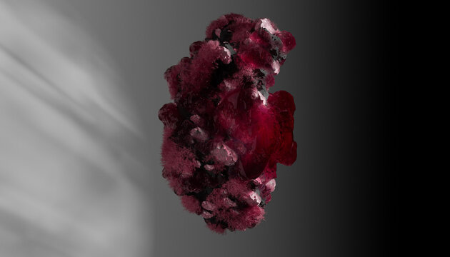 Colorful red minerals photographed in studio.