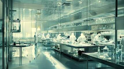 In a state-of-the-art laboratory, scientists conduct cutting-edge research using advanced technology and specialized equipment such as microscopes, pushing the boundaries of scientific exploration