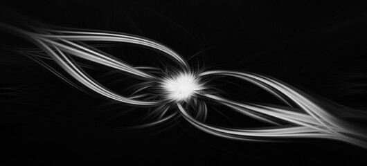 Abstract black background with white symbolic illustration