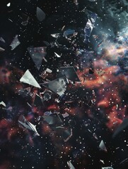 Fragmented Pieces Floating in Space EvokingSense of Mystery and Wonder