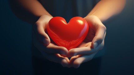 Fototapeta premium Heart in the hands of a woman. Valentine's Day concept.