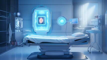 3d rendering of an operating room with a patient in a hospital