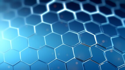 3d rendering of abstract background with hexagons in blue and black colors