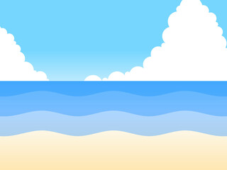 グラデーション空と海と積乱雲背景B：青