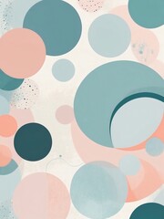 Tranquil background embellished with gentle circles and geometric patterns, crafting a minimalist pastel abstract.