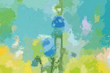 Oil painting and various flowers, chrysanthemums, and beautiful wedding illustrations