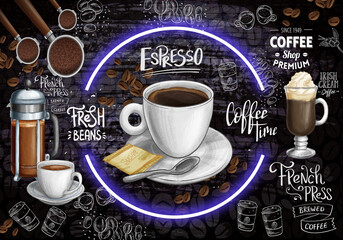 3d illustration coffee background 
 - obrazy, fototapety, plakaty