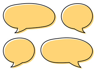 版ズレ手書き円吹き出しセットA：黄色