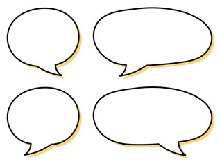 版ズレ手書き円吹き出しセットB：黄色