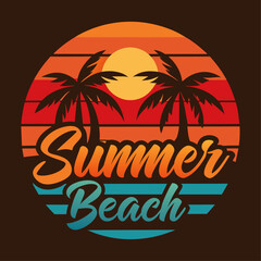 Fototapeta na wymiar Summer t shirt design vector. Summer retro and vintage t shirt deign.