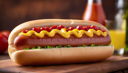 national Hot dog Day, festive dishes for a summer party with hot dogs, various types of traditional hot dogs