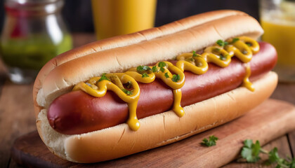 national Hot dog Day, festive dishes for a summer party with hot dogs, various types of traditional hot dogs