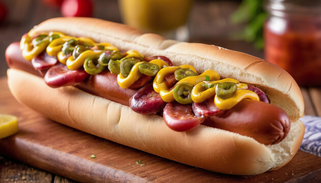 national Hot dog Day, festive dishes for a summer party with hot dogs, various types of traditional hot dogs