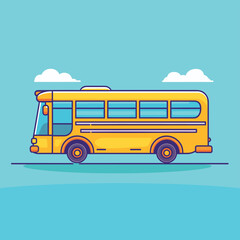 School bus vehicle cartoon flat vector illustration