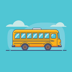 School bus vehicle cartoon flat vector illustration