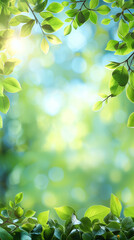 Spring and summer soft background with green leaves