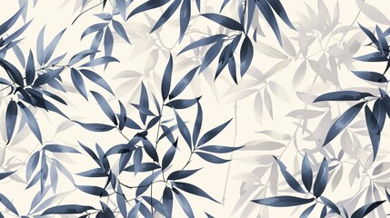 imprints branch of young bamboo seamless pattern. abstract watercolour and digital hand drawn picture. AI generated illustration