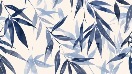 imprints branch of young bamboo seamless pattern. abstract watercolour and digital hand drawn picture. AI generated illustration