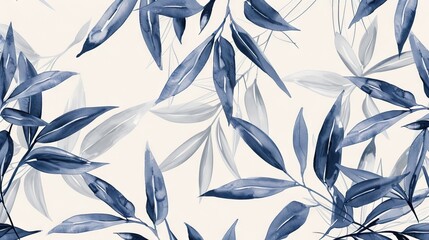 imprints branch of young bamboo seamless pattern. abstract watercolour and digital hand drawn picture. AI generated illustration