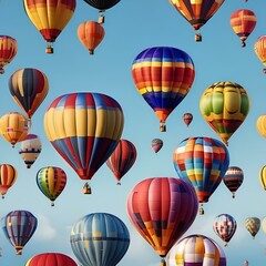 Obraz premium A colorful hot air balloon festival in a clear blue sky2