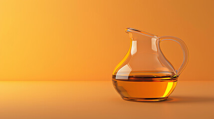 A simple image of a glass jug filled with amber liquid on a solid orange background. - Powered by Adobe