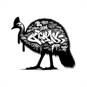 recommend clip art: Cassowary silhouette, animal graffiti tag, hip hop, street art typography illustration.