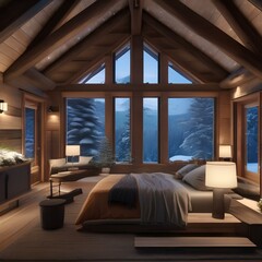 A cozy cabin in the woods surrounded by snow5