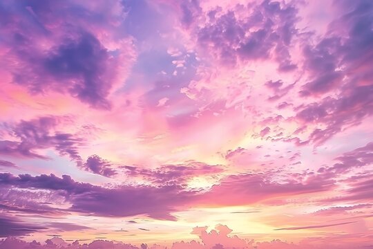 Pink and purple sky. Great sunset sky with clouds all possible shades of pink and purple, great nature background. .