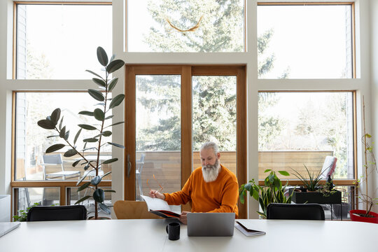 Looking At Pamphlet In Thought