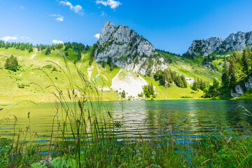 le lac à chatel -abondance- chatel France en été 