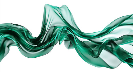 Green and White Wavy Design on White Background