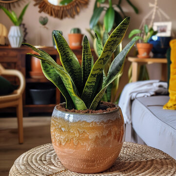 Snake plant in a cozy home interior