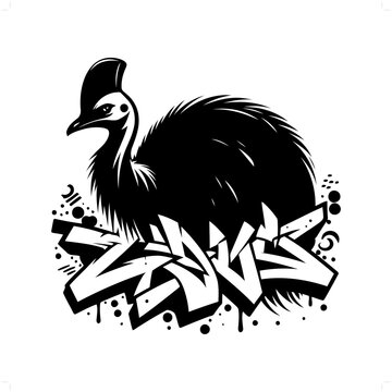 recommend clip art: Cassowary silhouette, animal graffiti tag, hip hop, street art typography illustration.